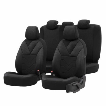 Amio - ΚΑΛΥΜΜΑΤΑ ΚΑΘΙΣΜΑΤΩΝ OTOM RUBY 1202 GREY/BLACK ΜΑΥΡΟ/ΓΚΡΙ ΣΚΟΥΡΟ ΛΙΝΟ & ΔΕΡΜΑΤΙΝΗ SET - 1 σετ. (OT77345/AM)