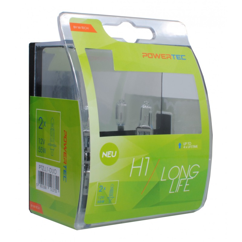 H1 12V 55W P14,5s POWERTEC LONG LIFE ΑΛΟΓΟΝΟΥ 2ΤΕΜ.