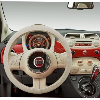 FIAT 500 ΚΑΛΥΜΜΑ ΤΙΜΟΝΙΟΥ ΜΠΕΖ ΟΙΚΟΛΟΓΙΚΟ ΔΕΡΜΑ & ΒΑΜΒΑΚΕΡΟ ΜΕ LOGO SIMONI RACING 37-39cm SIMONI RACING - 1 τεμ.