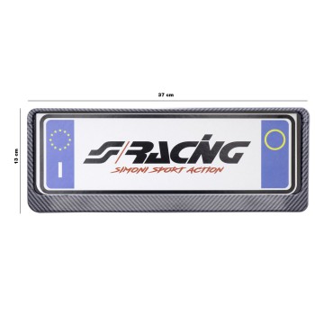 ΠΛΑΙΣΙΟ ΠΙΝΑΚΙΔΑΣ CARBON LOOK ΕΜΠΡΟΣ​ SIMONI RACING 37 x 13 cm - 1 TEM.