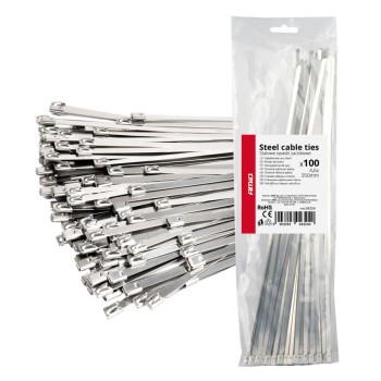 Amio - ΔΕΜΑΤΙΚΑ/ΔΕΤΙΚΑ ΚΑΛΩΔΙΩΝ TIE WRAP (ΤΑΙΡΑΠ) ΜΕΤΑΛΛΙΚΑ 4,6 x 350mm - 100 ΤΕΜ. (04324/AM)